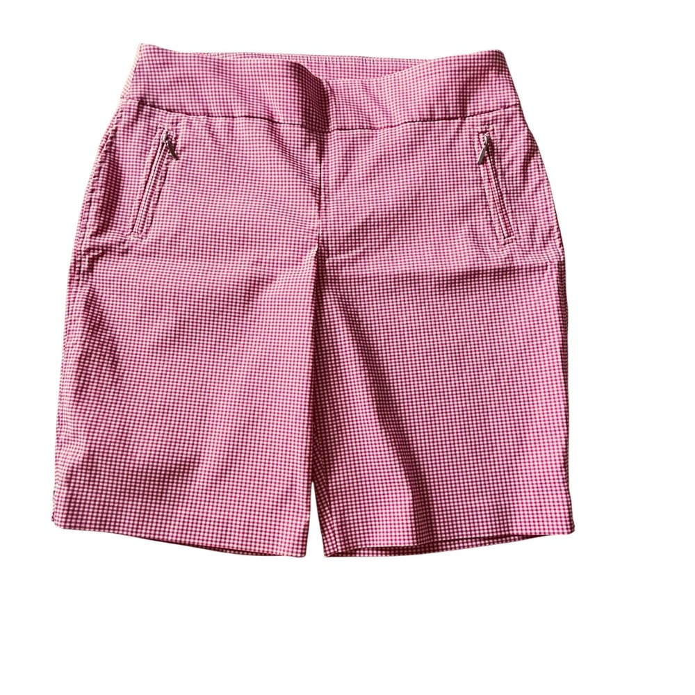 ATTYRE Petite Gingham Pink & White Knee‎ Length Shorts Women's Size 14P